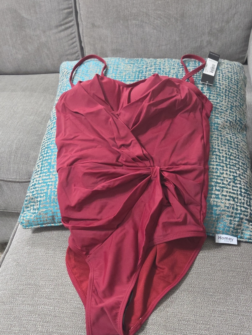 Catherine Malandrino Red Twist-Front One-Piece Swimsuit